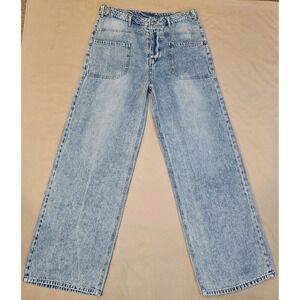 Bibi Wide Leg Light Wash Womens‎ Jeans Button Fly High-Rise Large/ Waist 32"